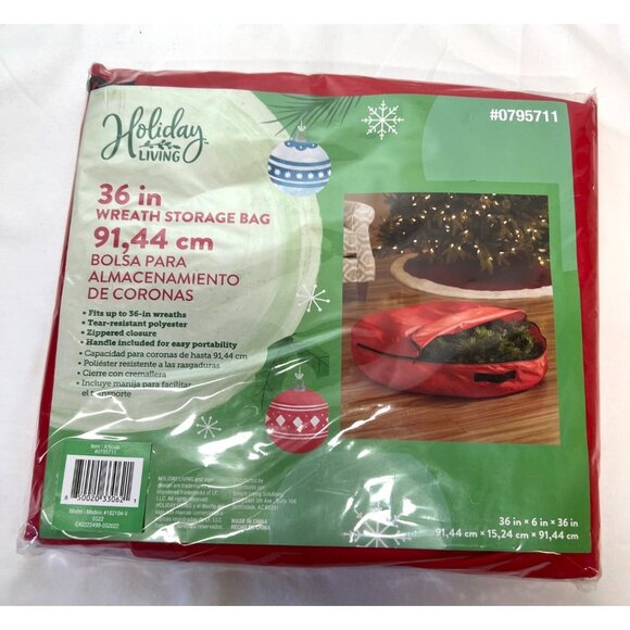 Holiday Living 36-In Wreath Storage Bag Polyester Zippered Closure Red - Picture 1 of 4